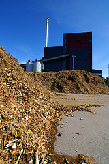 Image showing bio power plant with storage of wooden fuel 