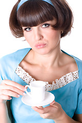 Image showing woman enjoying a cup of coffee 