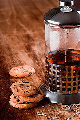 Image showing black tea and fresh baked cookies