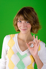 Image showing woman showing ok gesture 