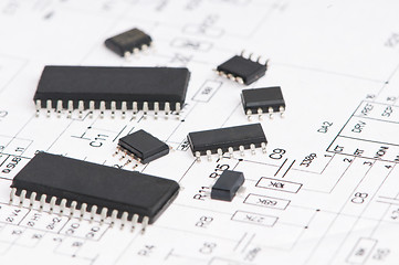 Image showing microelectronics element and layout