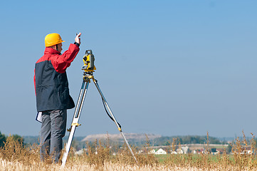 Image showing surveyor theodolite worker