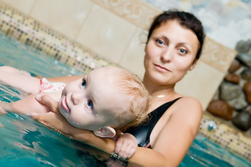 Image showing mother and child in pool