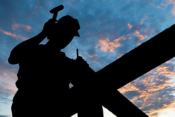 Image showing hammer roofing works