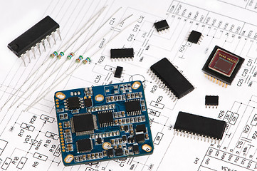 Image showing micro electronics element and layout