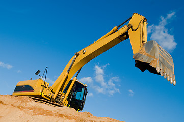 Image showing track-type loader excavator at sand quarry