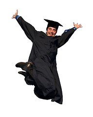 Image showing happy jumping graduate isolated