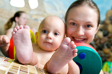 Image showing mother and child in pool