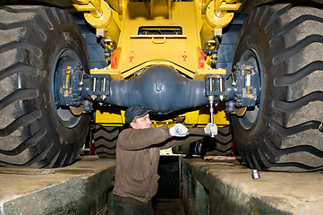 Image showing maintenance work of heavy loader