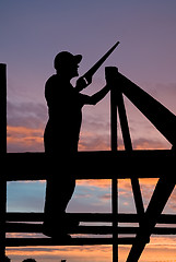 Image showing builder at roofing works