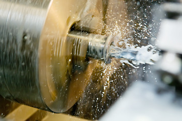 Image showing drilling a hole in blank on turning machine