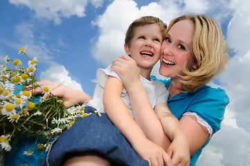 Image showing happy mother and son