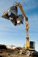 Image showing wheel loader excavator at work