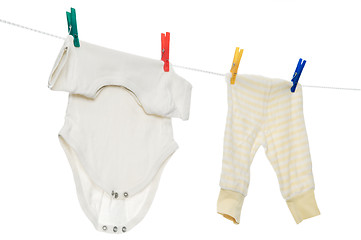 Image showing chilld infant linen on a clothesline