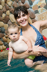 Image showing mother and child in pool