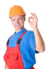 Image showing happy builder worker isolated