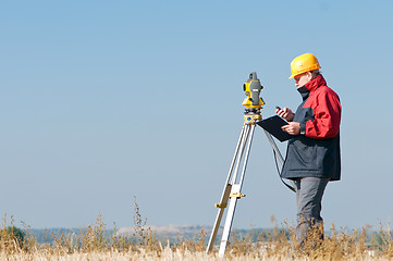 Image showing surveyor theodolite worker