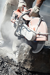 Image showing stone cutting work with saw