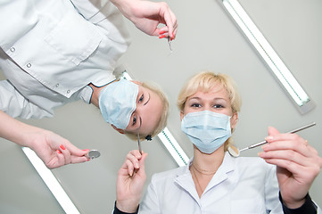 Image showing dentists preparing for dental curing
