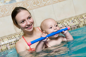 Image showing mother and child in swimming pool