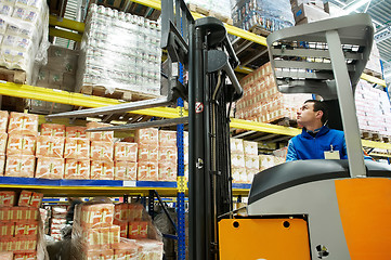 Image showing warehouse stacker loader worker