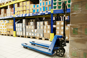 Image showing pallet stacker truck at warehouse