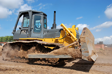 Image showing Bulldozer earthmover in action