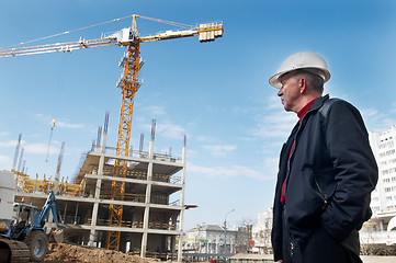 Image showing builder at construction site