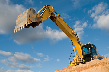 Image showing track-type loader excavator at sand quarry