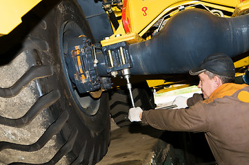 Image showing maintenance work of heavy loader