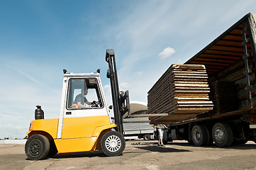 Image showing forklift loader warehouse works