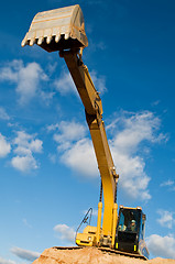 Image showing track-type loader excavator at sand quarry