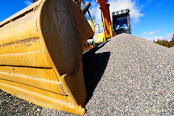 Image showing excavator on construction of industrial factory