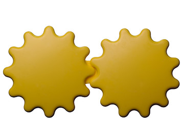 Image showing Yellow interlocking gears