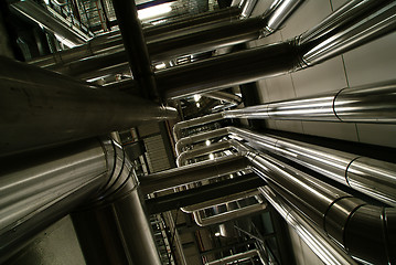 Image showing Industrial zone, Steel pipelines, valves and ladders