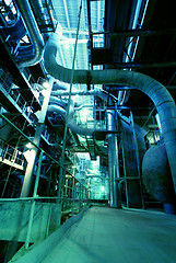 Image showing Industrial zone, Steel pipelines, valves and ladders