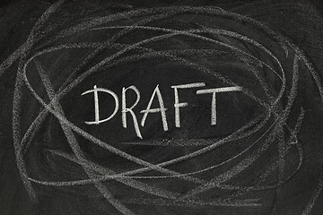 Image showing draft headline on blackboard