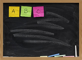 Image showing abc - first three letters of alphabet on blackboard