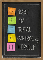 Image showing bitch - humorous acronym on blackboard