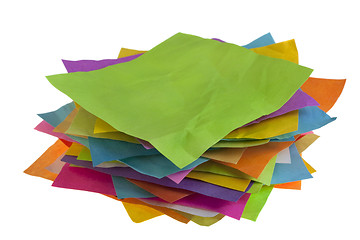 Image showing stack of colorful paper notes