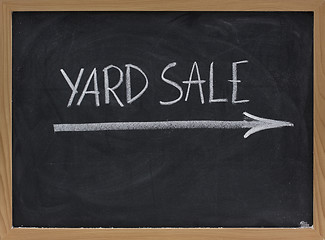 Image showing yard sale sign on blackboard