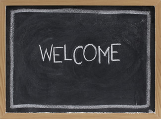 Image showing welcome on blackboard