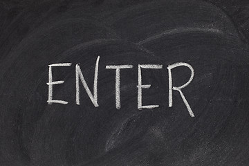 Image showing enter on blackboard