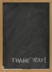 Image showing thank you on blank blackboard