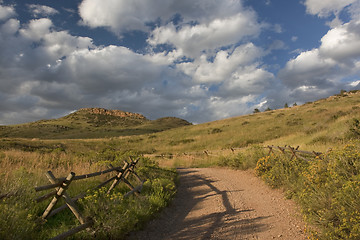 Image showing dirt road in Colorado at foothills of Rocky Mountains 