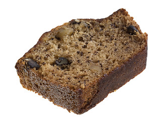 Image showing slice of banana bread with walnuts