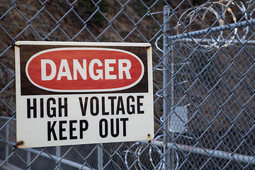 Image showing danger, high voltage, keep out sign