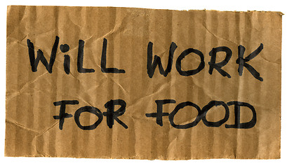 Image showing will work for food cardboard sign