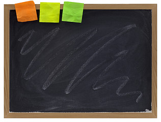 Image showing blank blackboard with sticky notes