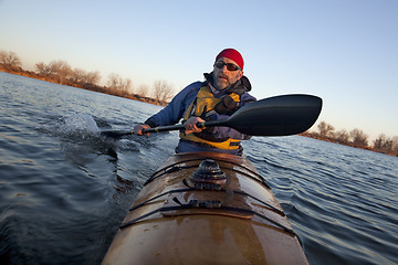 Image showing paddling workout in a sea kayak